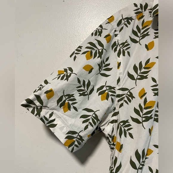Simons Lemon Print Button-Up Cotton Shirt - 15.5 / 39 - Picture 5 of 8